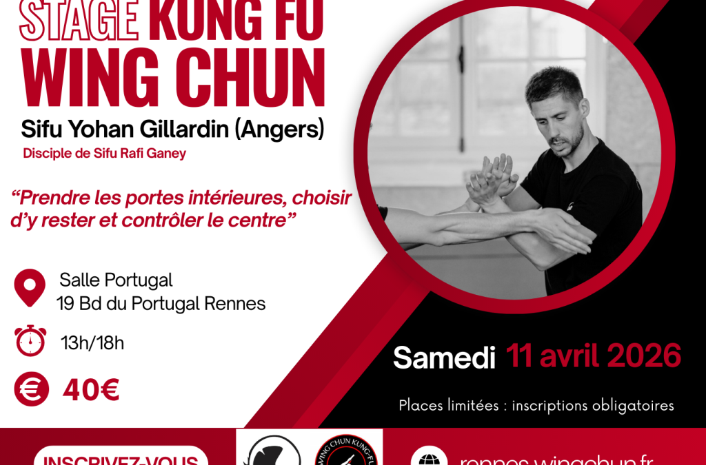 Stage exclusif !! : Kung Fu Wing Chun – Prendre les portes intérieures, choisir d’y rester et contrôler le centre – Yohan Gillardin