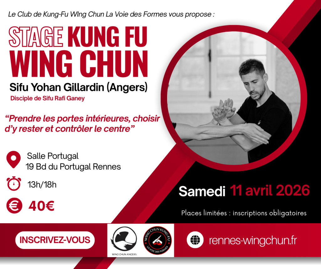 Stage exclusif !! : Kung Fu Wing Chun – Prendre les portes intérieures, choisir d’y rester et contrôler le centre – Yohan Gillardin
